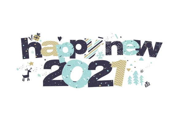 Szczęśliwego Nowego Roku 2021 Koncepcja Ilustracji Wektorowej Dla Tła Kartki — Wektor stockowy
