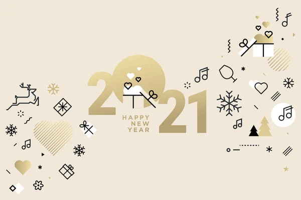 Hyvää Uutta Vuotta 2021 Vektorin Kuvituskonsepti Tausta Onnittelukortti Verkkosivusto Mobiilisivuston — vektorikuva