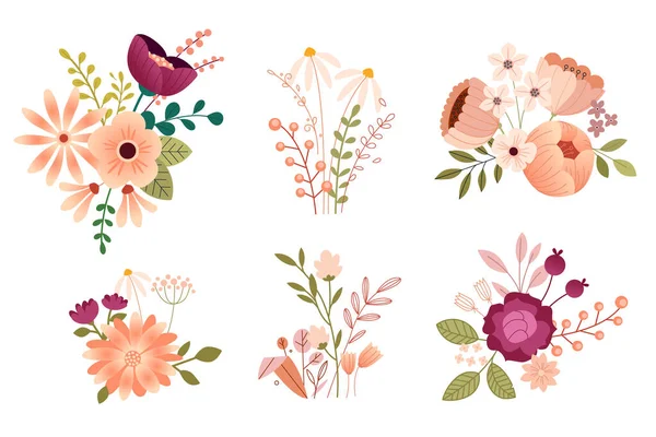 Conjunto Ilustraciones Florales Para Belleza Naturaleza Salud Productos Naturales Cosméticos — Archivo Imágenes Vectoriales