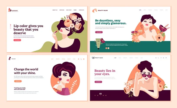 Modèles Conception Page Web Pour Beauté Les Cosmétiques Maquillage Les — Image vectorielle