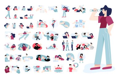 Bir dizi modern daire tasarım ikonu sosyal ağ, çevrimiçi iletişim, iş dünyası, teknoloji, alışveriş, pazarlama, grafik ve web arzu ve geliştirme, seo, mesafe eğitimi.