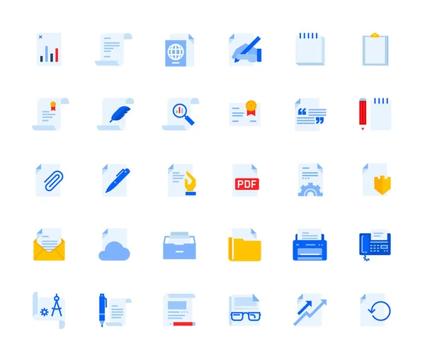 Iconos Documentos Oficina Gestión Establecidos Para Uso Personal Comercial Iconos — Vector de stock