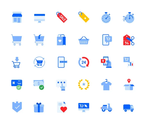 Iconos Compras Línea Establecidos Para Uso Personal Comercial Iconos Ilustración — Vector de stock