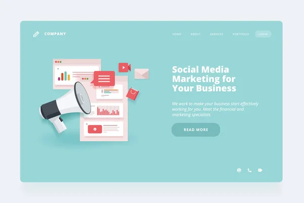 Webdesign Sjabloon Vector Illustratie Concept Van Website Landing Page Ontwerp — Stockvector