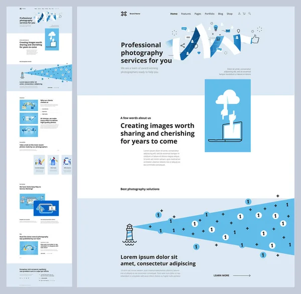 Modello Design Sito Web Una Pagina Concetto Illustrazione Vettoriale Web — Vettoriale Stock