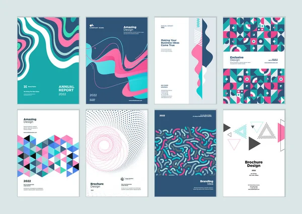 Set Van Brochure Jaarverslag Bedrijfsplan Omslag Ontwerp Sjablonen Vector Illustraties — Stockvector