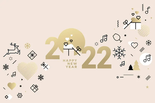 祝2022年新年快乐 派对邀请卡 网站横幅 社交媒体横幅 营销资料的矢量图解概念 — 图库矢量图片