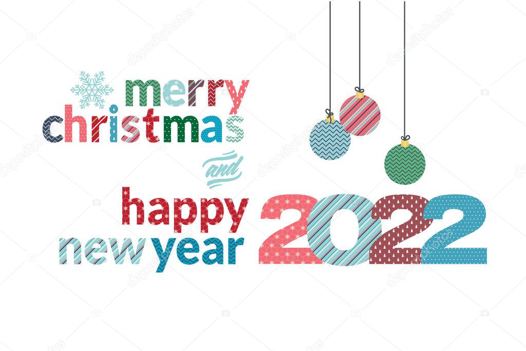 Merry Christmas and Happy New Year 2022 greeting card.