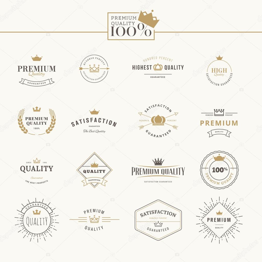 Set of premium quality labels and badges