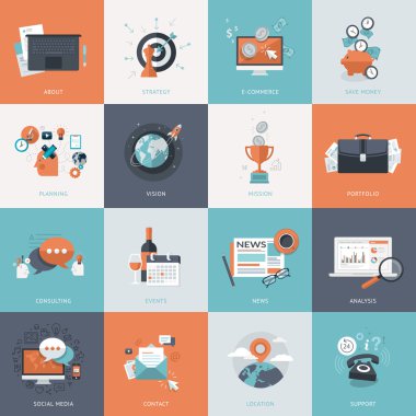 Set of flat design concept icons for business clipart