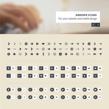 Web sitesi ve tasarım geliştirme hareket eden app için okları simge kümesi