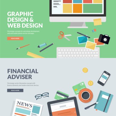 Düz tasarım vektör illüstrasyon kavramlar için grafik tasarım ve web tasarım geliştirme ve mali müşavir
