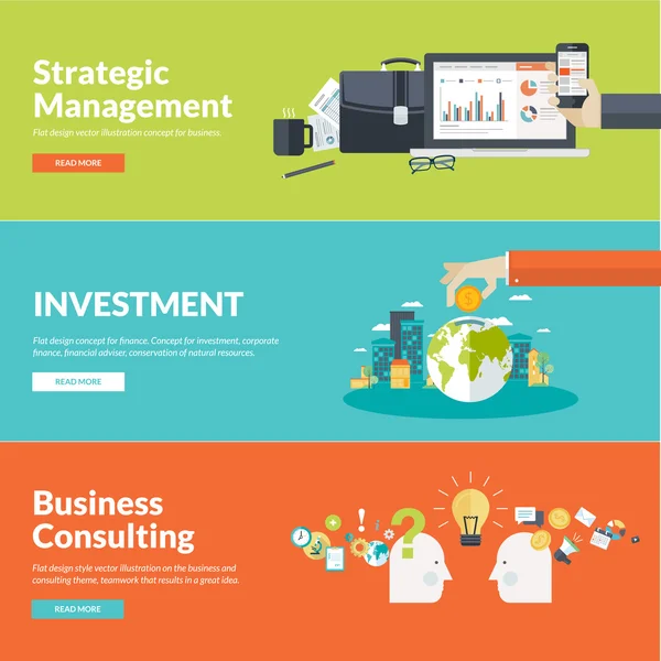 Platte ontwerp vector illustratie concepten voor business, finance, strategisch management, investeringen, bedrijfsfinanciën, behoud van natuurlijke hulpbronnen, raadpleging, teamwork, geweldig idee — Stockvector