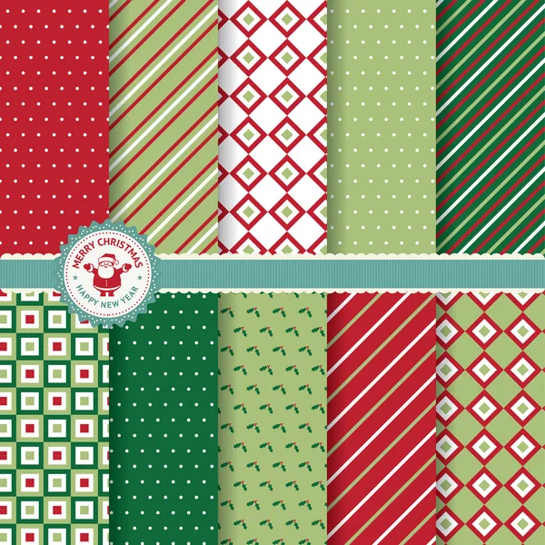 Set of Christmas and New Year vector seamless patterns — Stock Vector