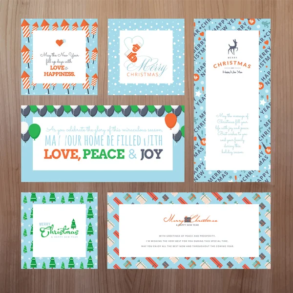 Conjunto de plantillas de tarjetas de felicitación de Navidad y Año Nuevo — Vector de stock