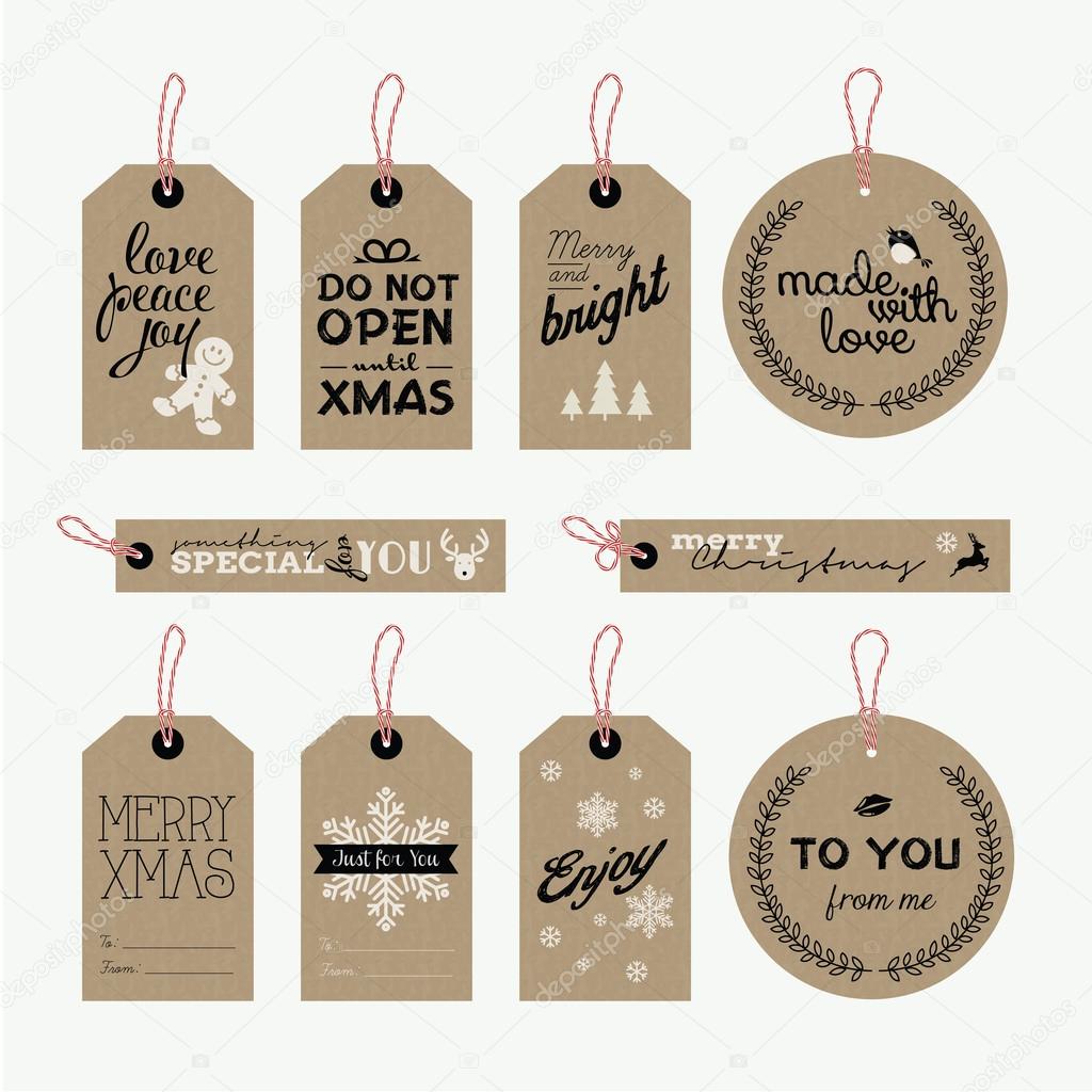 Set of Christmas and New Year gift tags