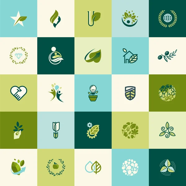 Set di icone di design piatto natura — Vettoriale Stock