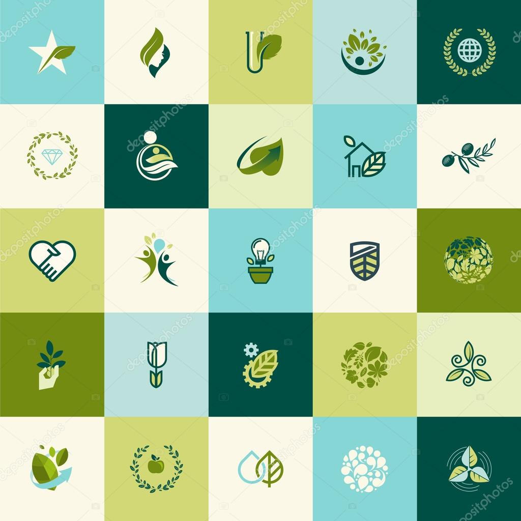 Set of flat design nature icons