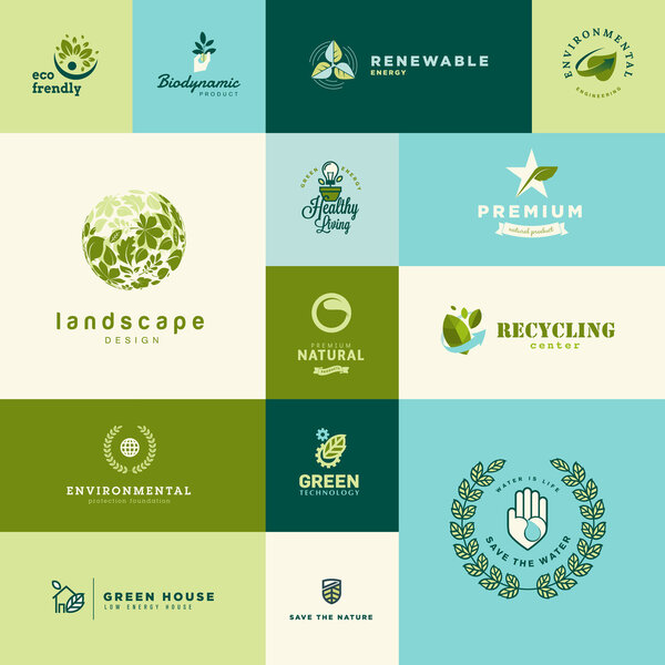 Set of modern flat design nature and technology icons