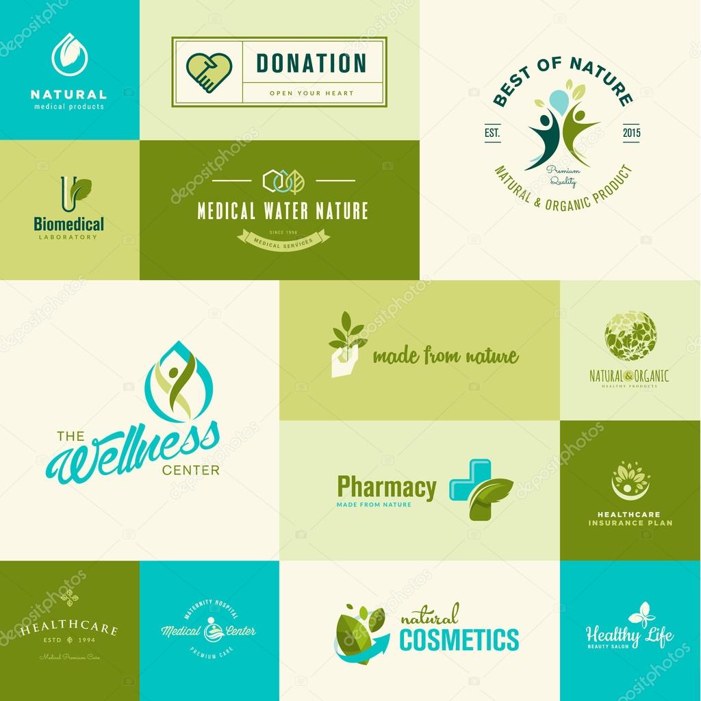 Set of modern flat design nature and healthcare icons