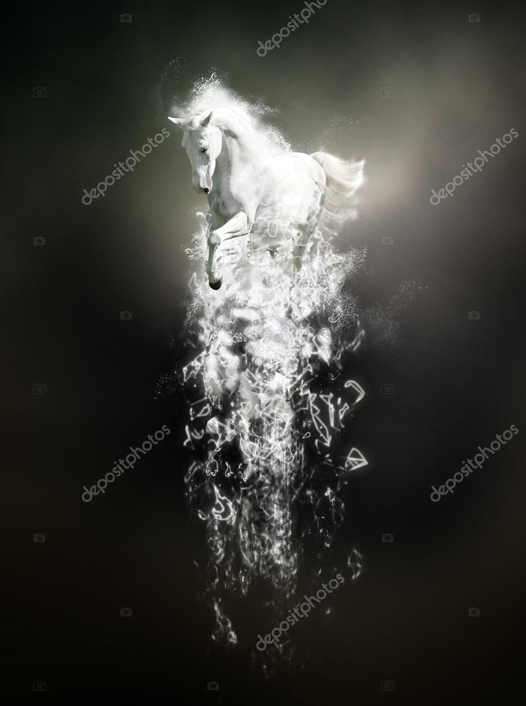 White horse running, abstract animal concept on black background Stock  Photo by ©Variant 62186939