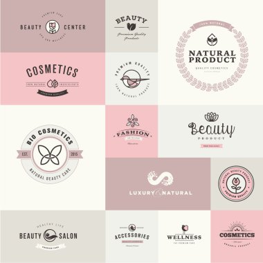 Kozmetik ve güzellik için düz tasarım simgeler kümesi