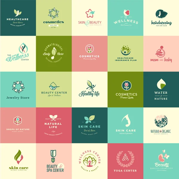 Conjunto de iconos de belleza y naturaleza de diseño plano — Vector de stock