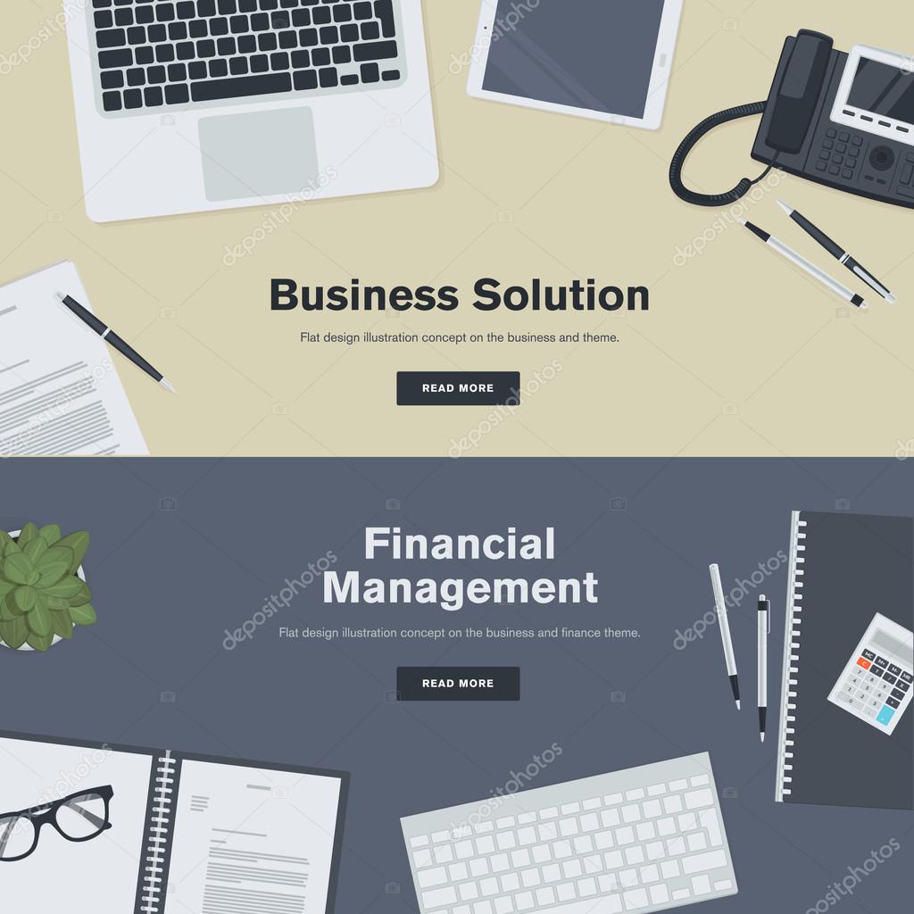 Set of flat design illustration concepts for business and finance