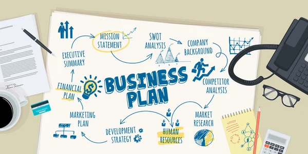 Concetto di illustrazione del design piatto per il business plan — Vettoriale Stock