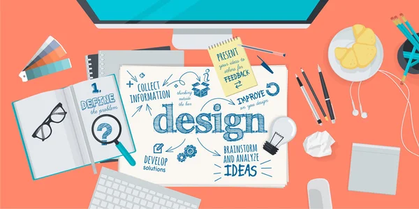 Flat design illustration concept for design process — Stock Vector