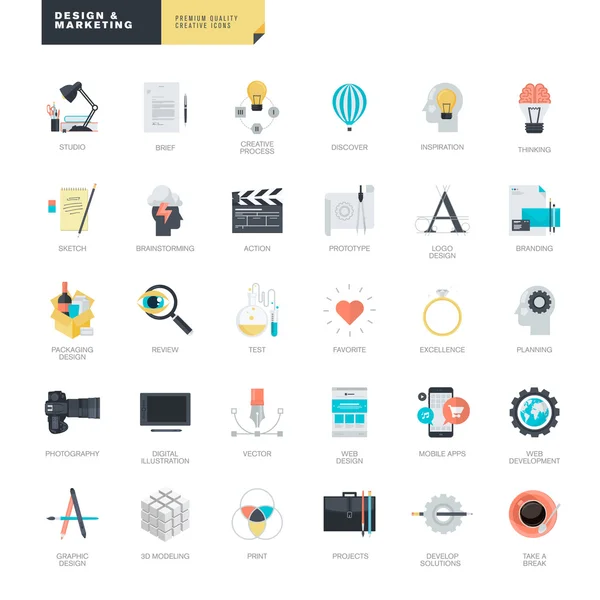 Set of modern flat design icons for graphic and web designers — Stock Vector