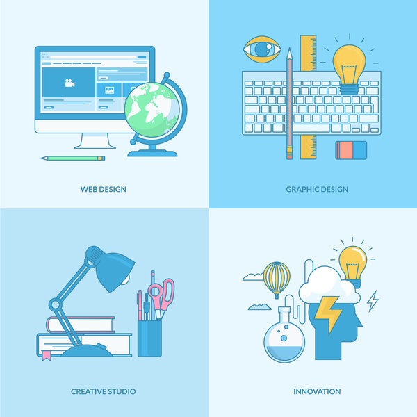 Набор иконок с плоским дизайном
