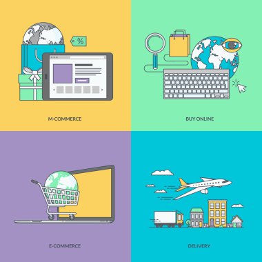 E-ticaret için renkli afiş kümesi