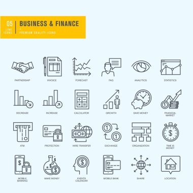 Thin line icons set. Icons for business, finance, m-banking.
