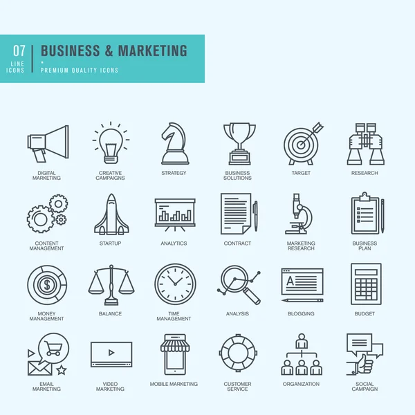 Thin line icons set. Icons for business, digital marketing. Royalty Free Stock Vectors