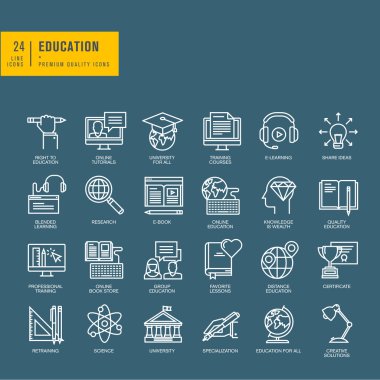 Set of thin line web icons for education