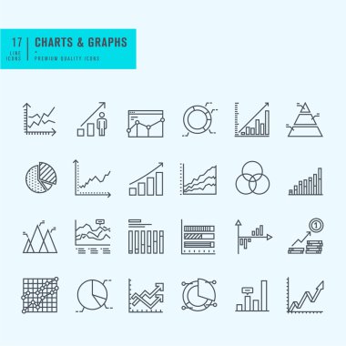 Thin line set of charts, graphs and diagrams