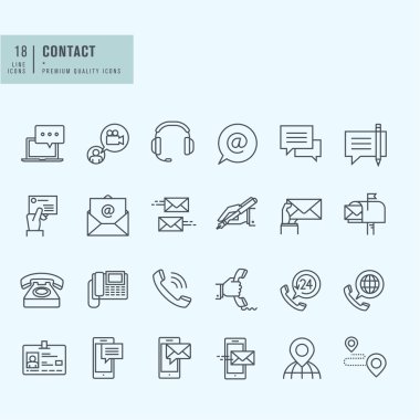 Thin line icons set. Icons for communication.