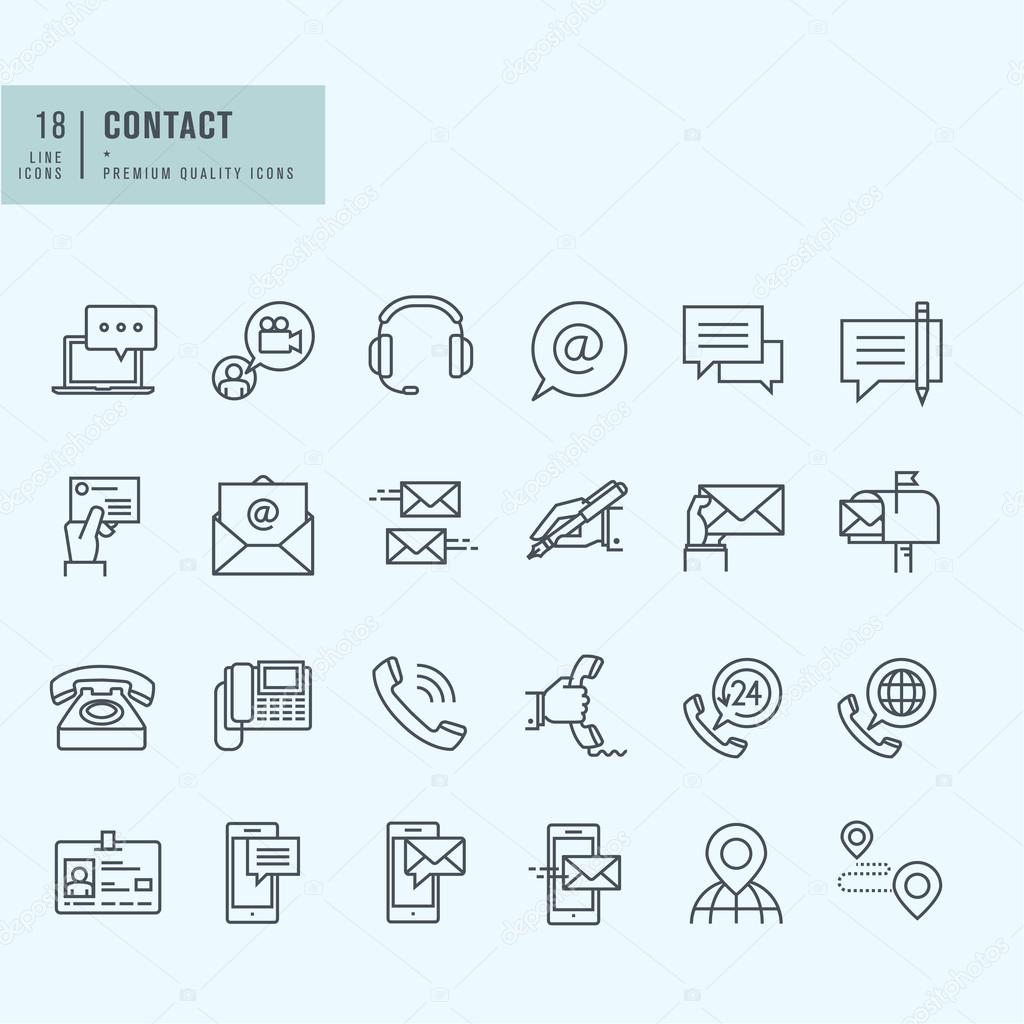 Thin line icons set. Icons for communication.