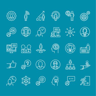 Set of thin line people icons for business
