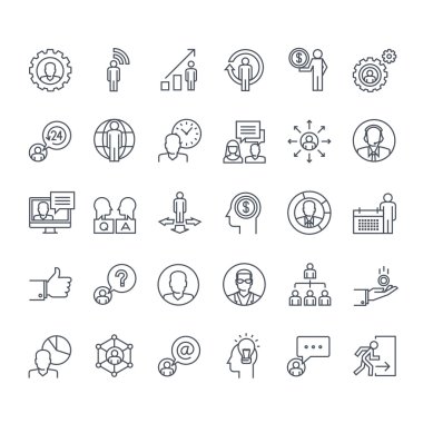 Thin line icons set. Icons for business, finance, social network, events, communication, technology.