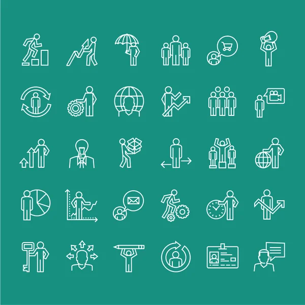 Set of business thin line people icons — Stock Vector