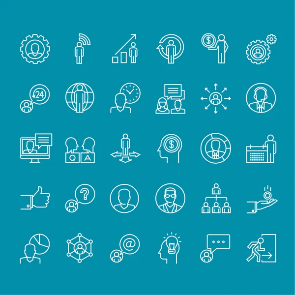 Set of thin line people icons for business — 图库矢量图片