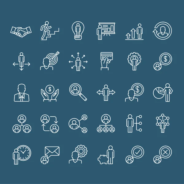 Set of thin line business people icons — Stockvector