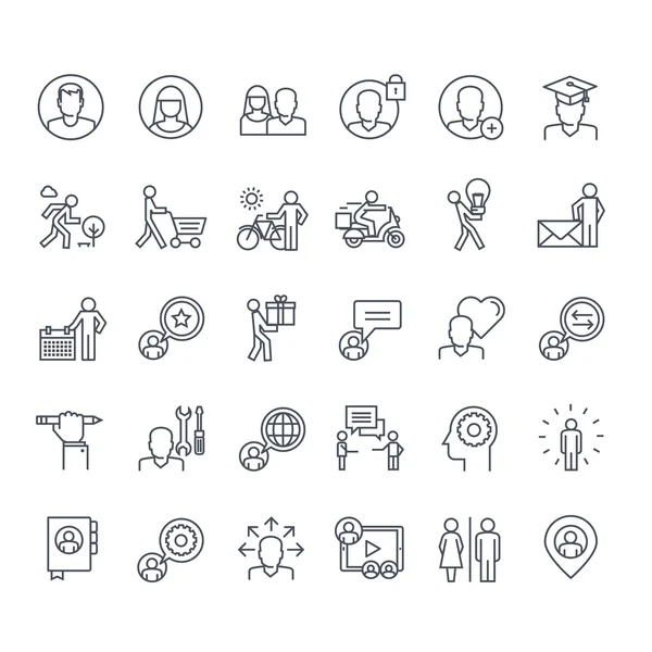 Thin line icons set. Icons for social media, marketing, online shopping, communication, social network, education, events, contact, service. — Stock vektor