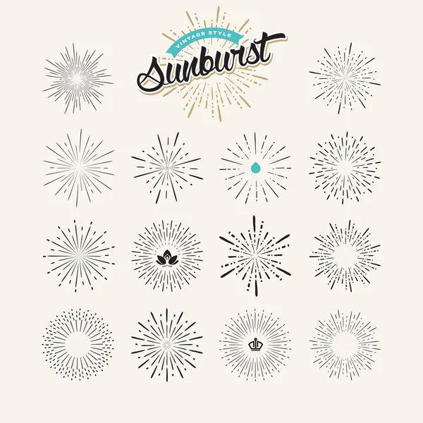 Colección de elementos de diseño sunburst — Vector de stock