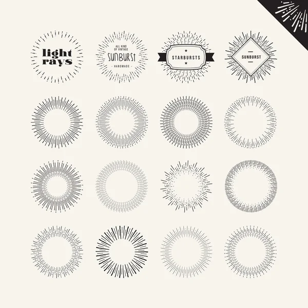 Set of sunburst vintage design elements for designers — Stock Vector