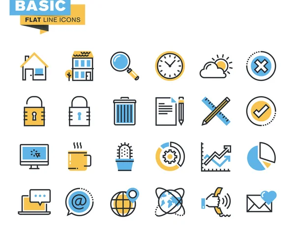Trendy flat line icon pack for designers and developers — Stock Vector