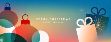 Mutlu Noeller ve mutlu yıllar. Web sitesi afişi, sosyal medya afişi, tebrik kartı, posterler, kapaklar, iş ve pazarlama materyali için vektör illüstrasyonu.