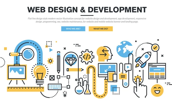 Flat line design vector illustration concept for website design and development — Stock Vector